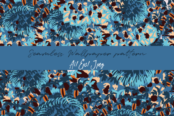 Abstract Floral Pattern in Blue Color