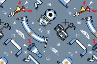 Argentina Soccer Supporter Pattern and Seamless Gear Kit Collection