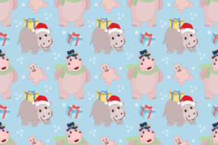 Christmas Hippopotamus Seamless Pattern – A Versatile Design for Creativity and Craft