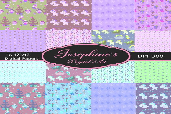 Christmas Unicorn Purple Digital Design