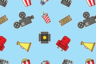 Cinema Bold Outline Seamless Pattern