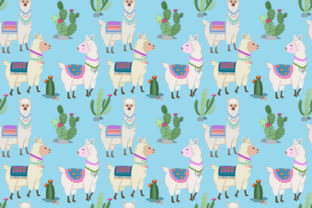 Cute Alpaca and Cactus Seamless Pattern
