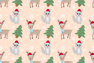 Cute Christmas Deer and Raccoon Pattern: A Versatile Design for Creative Projects