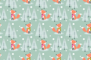 Cute Fox in Winter Season Seamless