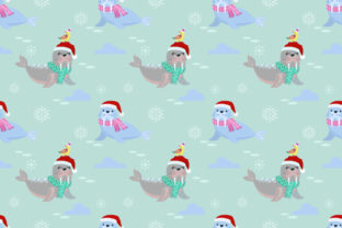 Cute Seal with Christmas Hat Pattern