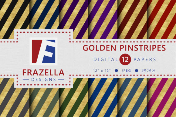 Golden Pinstripes Pattern Digital Papers