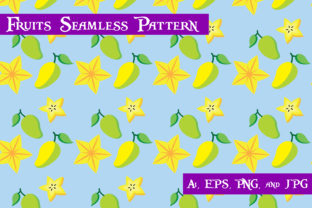 Mango and Star Fruits Seamless Pattern on Pastel Blue Background: A Versatile Design for Creative Projects
