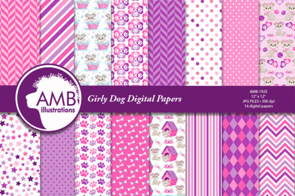 Pink Girly Dog Digital Papers: A Creative Resource for Design Enthusiasts